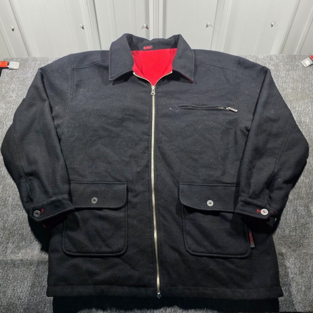 VTG 90s Marlboro Reversible Wool Zip Jacket Red Black Men’s M